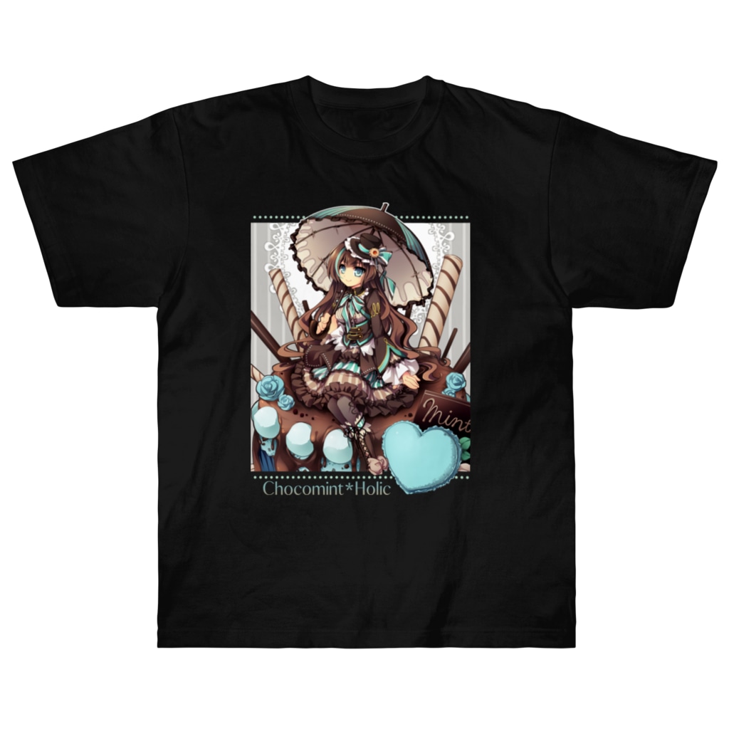月蝕ざっか店＠SUZURI🇺🇦のChocomint*Holic-淡色ボディ向き版（文字濃色） Heavyweight T-Shirt