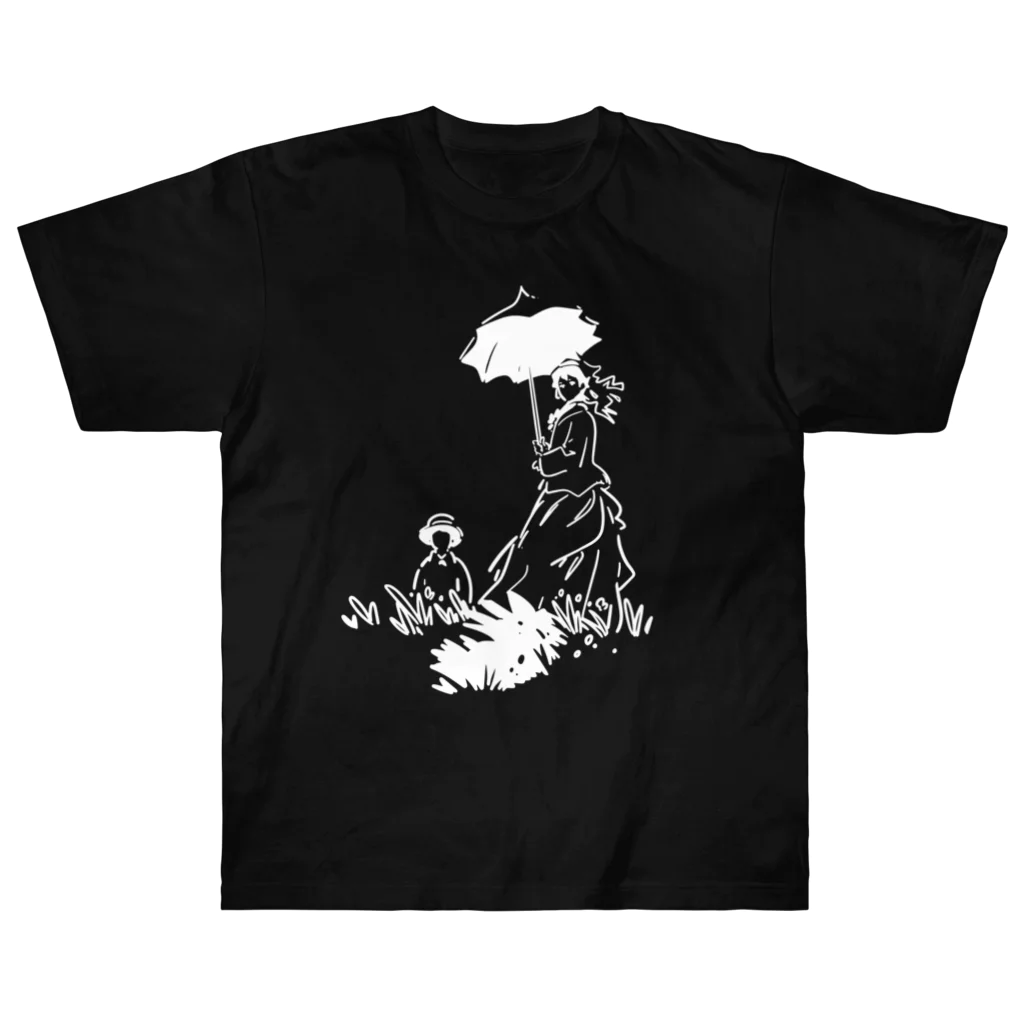 山形屋米店の白版＿クロード・モネ「日傘をさす女」 Heavyweight T-Shirt