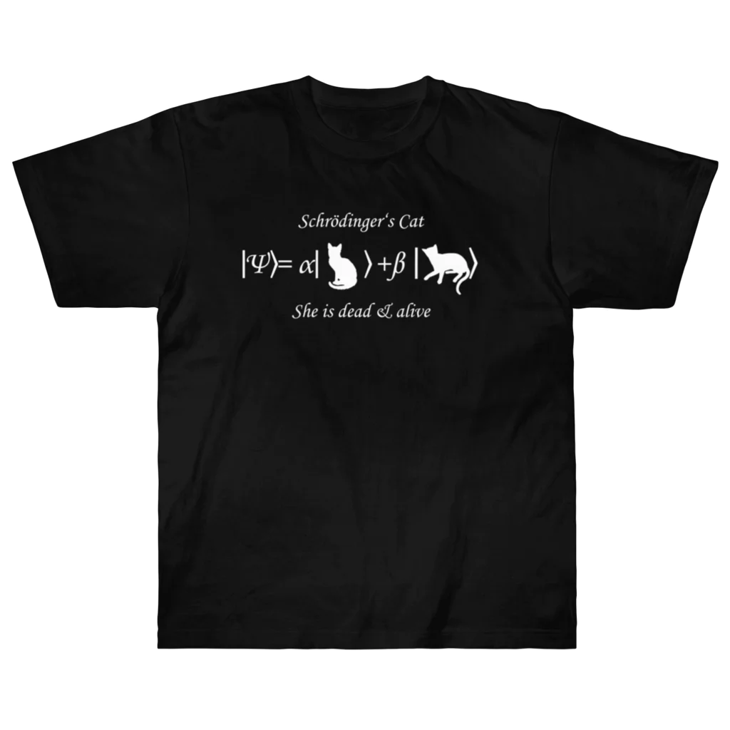 Silvervine Psychedeliqueのシュレーディンガーの猫（白字） Heavyweight T-Shirt