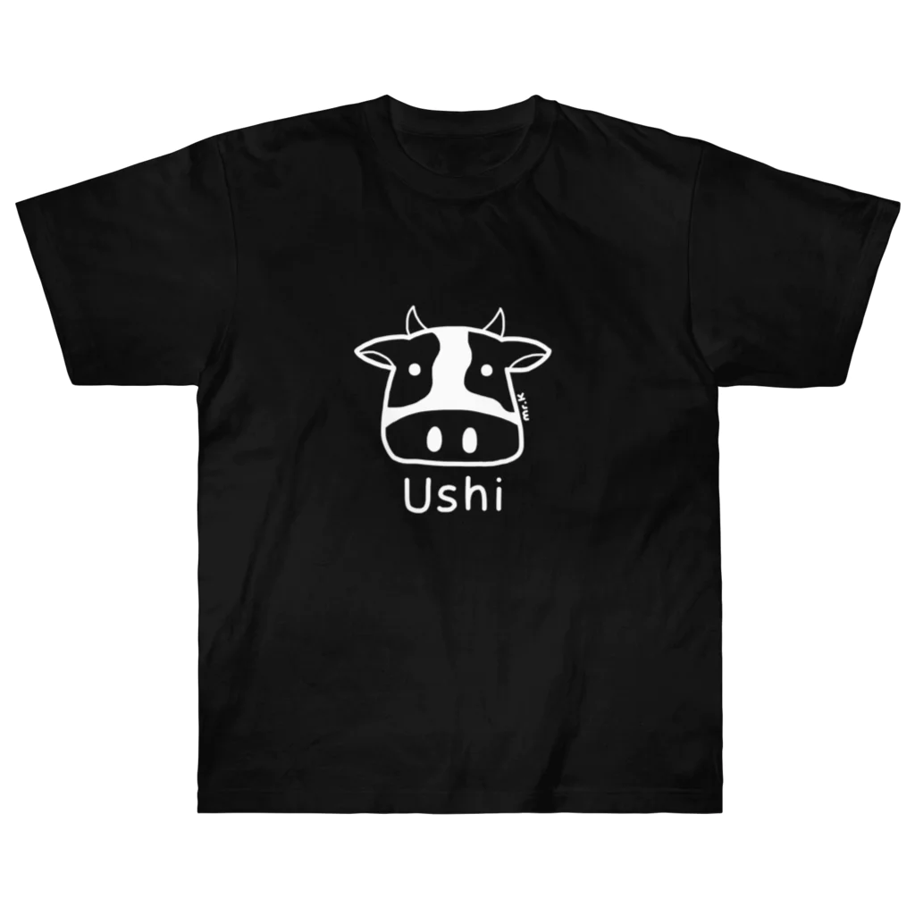 MrKShirtsのUshi (牛) 白デザイン Heavyweight T-Shirt