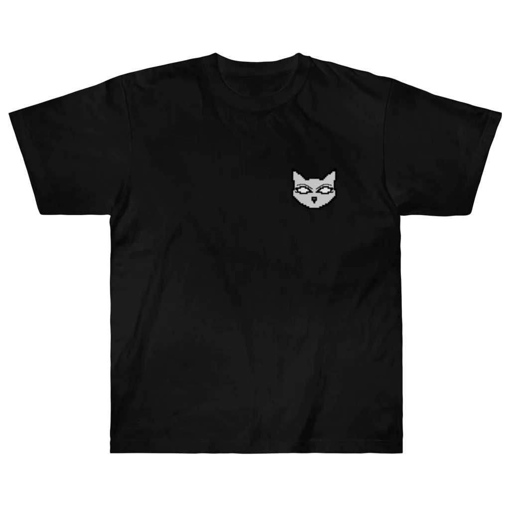 ロジローのモノクロドットネコ神 Heavyweight T-Shirt