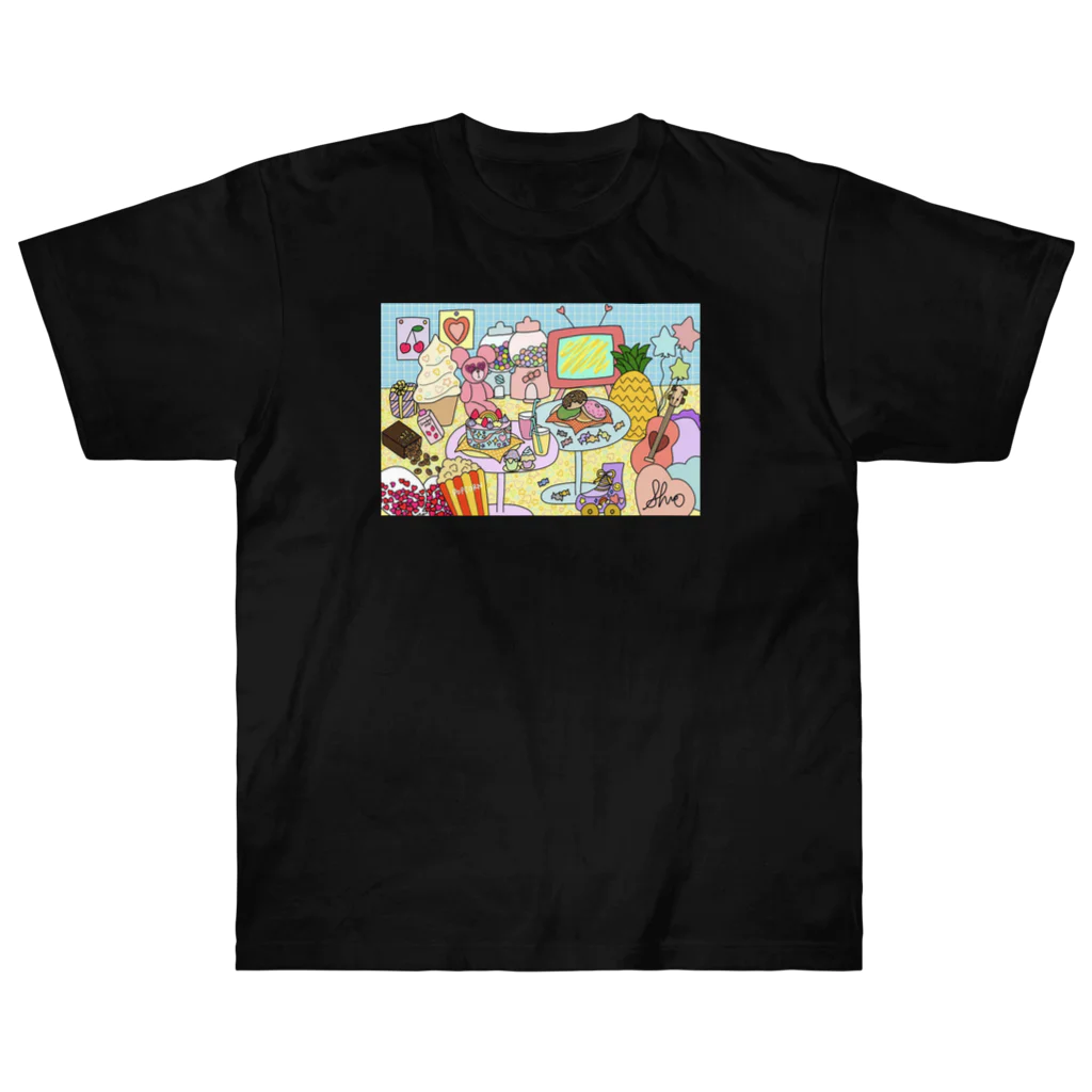 Natsu🌻💛のmy vivid pink room Heavyweight T-Shirt