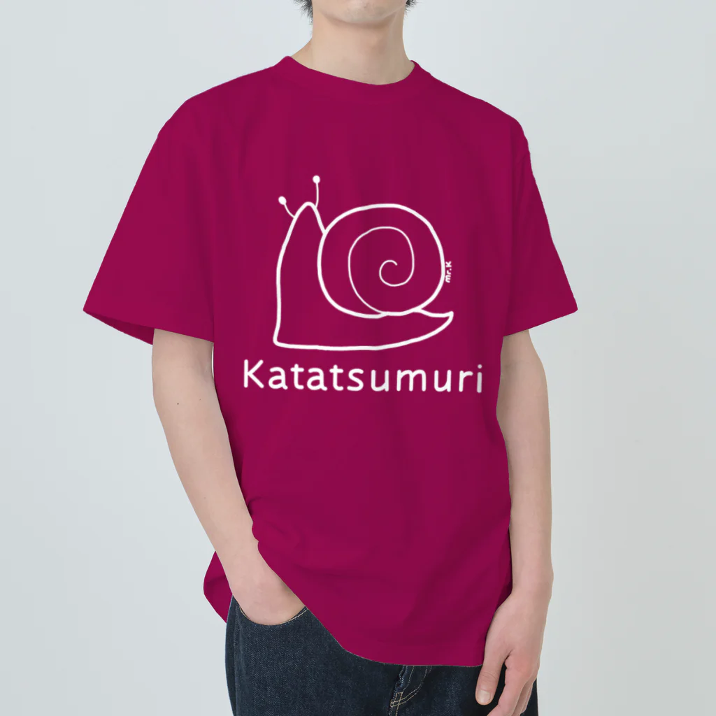 MrKShirtsのKatatsumuri (カタツムリ) 白デザイン ヘビーウェイトTシャツ