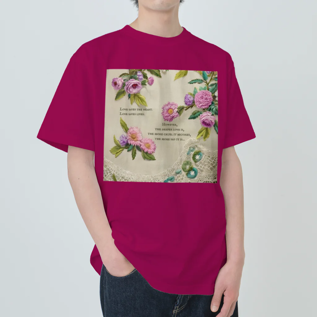 【ホラー専門店】ジルショップの花の刺繍のビンテージデザイン② ヘビーウェイトTシャツ