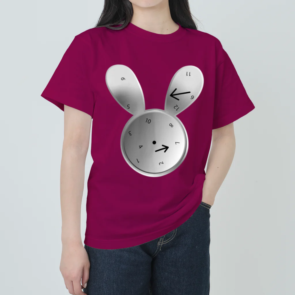 Rabbitflowerの時計うさ（ワンポイント） ヘビーウェイトTシャツ