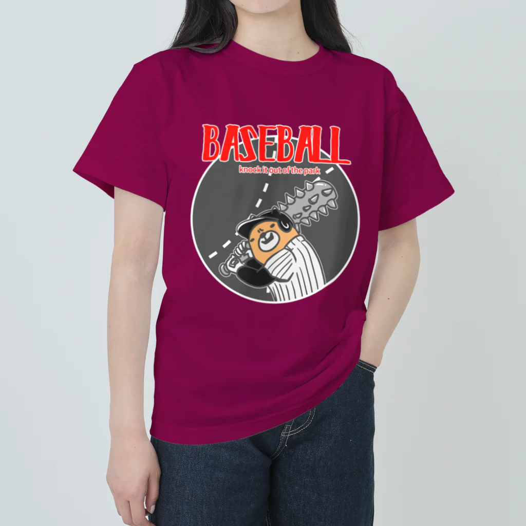 ari designの野球Bear2(凶悪顔クマシリーズ) Heavyweight T-Shirt