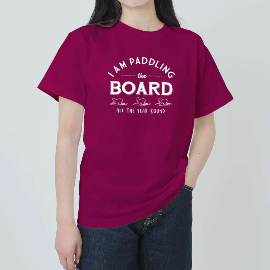 May's cafeのPADDLING THE BOARD _white Heavyweight T-Shirt