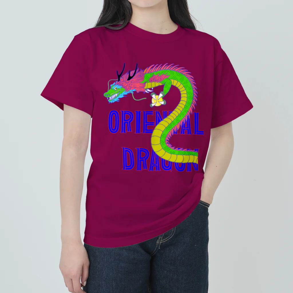 LalaHangeulのORIENTAL DRAGON（龍）英字バージョン ヘビーウェイトTシャツ