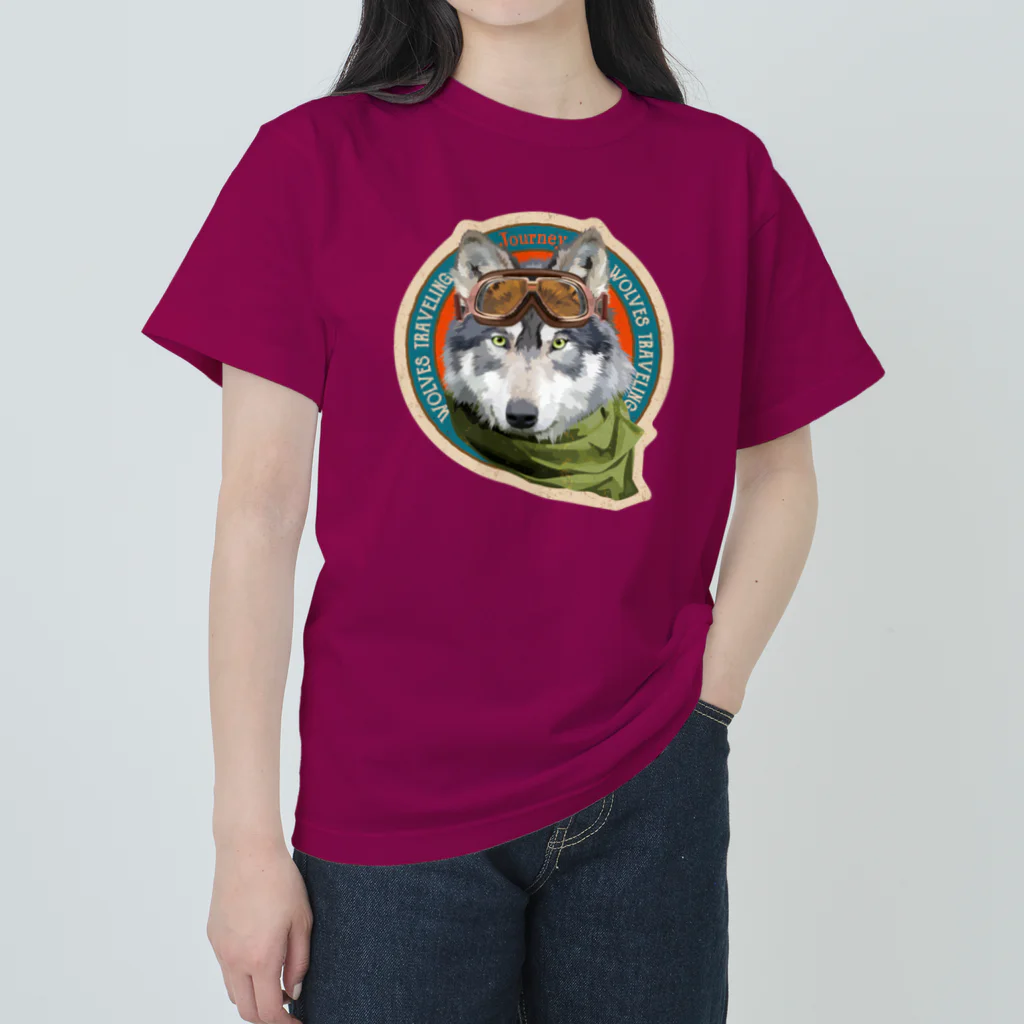 WOLVES art shopのゴーグル狼 ヘビーウェイトTシャツ