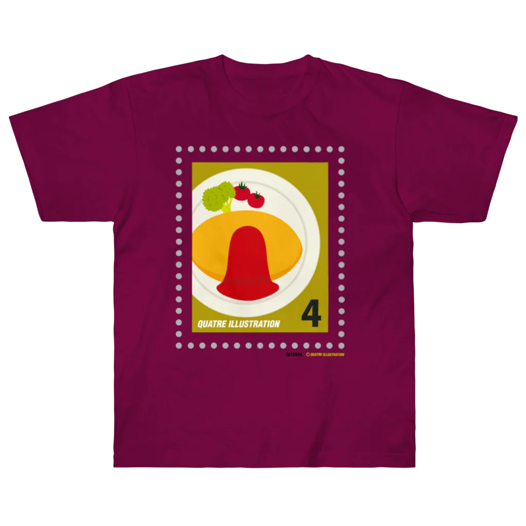 Quatre Illustrationのキャトル切手_オムライス Heavyweight T-Shirt