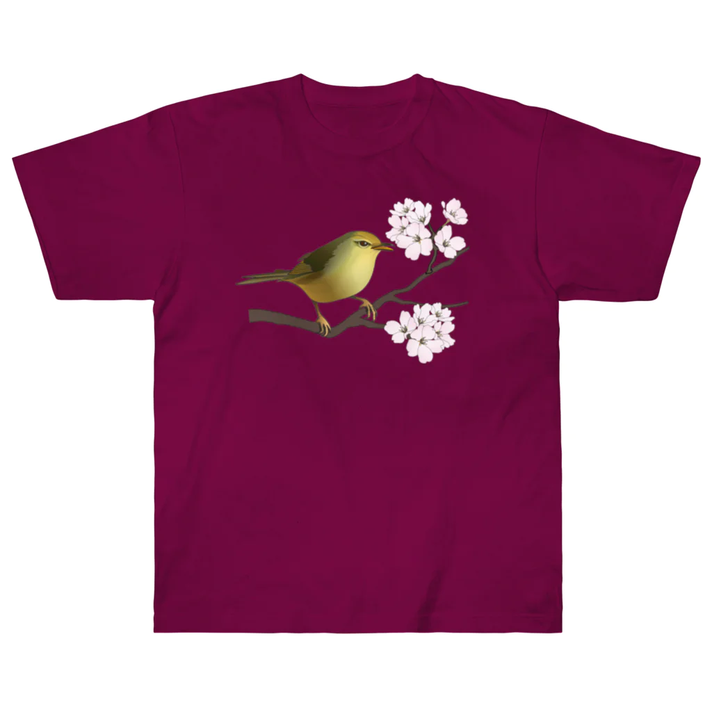 yamame1000ninの桜にウグイス ヘビーウェイトTシャツ