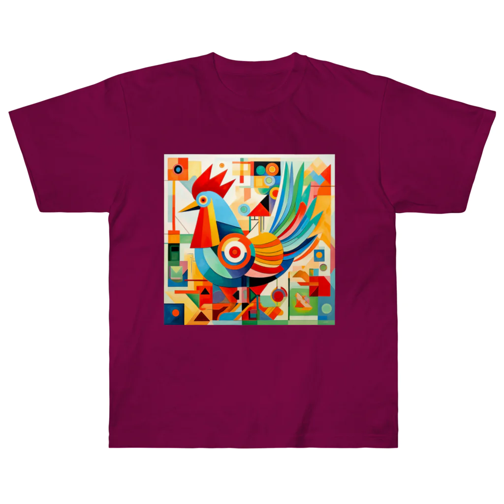 太陽の光に包まれて　Wrapped in Sunlightのモダン鶏アート　Modern Chicken Art Heavyweight T-Shirt