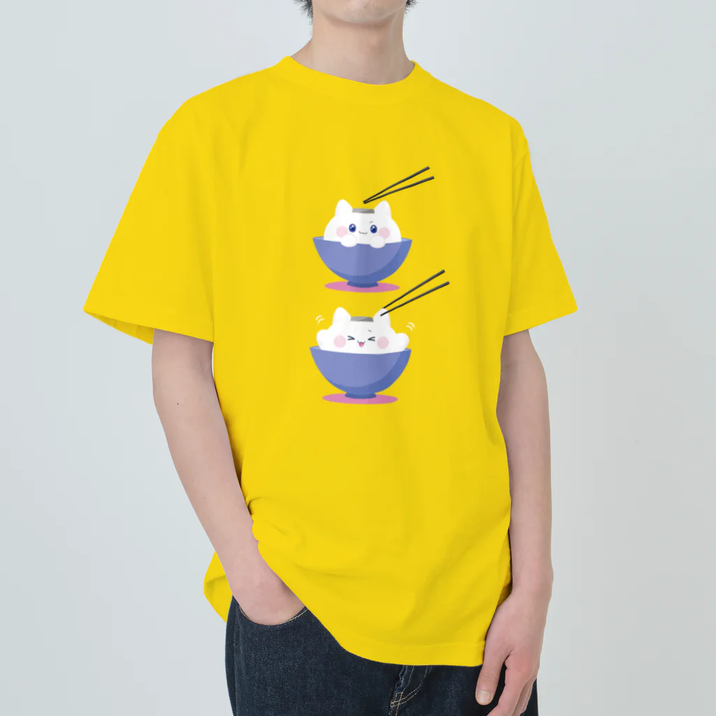 Kawaii-Japanのお茶碗の中のおにぎり Heavyweight T-Shirt