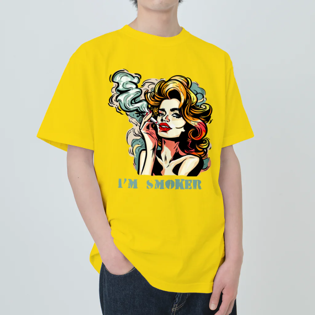 islandmoon13の煙草を吸う美女 ヘビーウェイトTシャツ