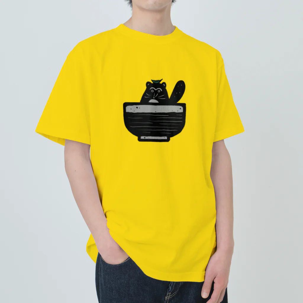 Yellow_Sparrowのたぬきそば一杯目 ヘビーウェイトTシャツ