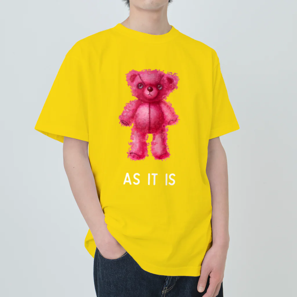 cocoartの雑貨屋さんの【As it is】（桃くま）WHITE ヘビーウェイトTシャツ