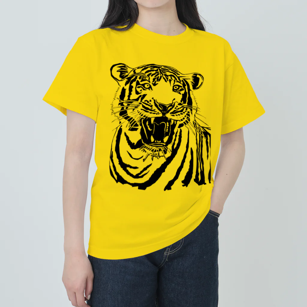 TO-ROON【NOTORO Tシャツ工房】の虎・寅・トラ・タイガー切絵風完全版 Heavyweight T-Shirt