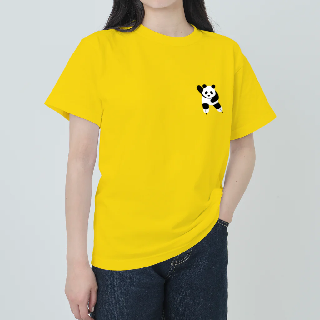 パンダむんのスピードスケートぱんだ(ワンポイント) ヘビーウェイトTシャツ