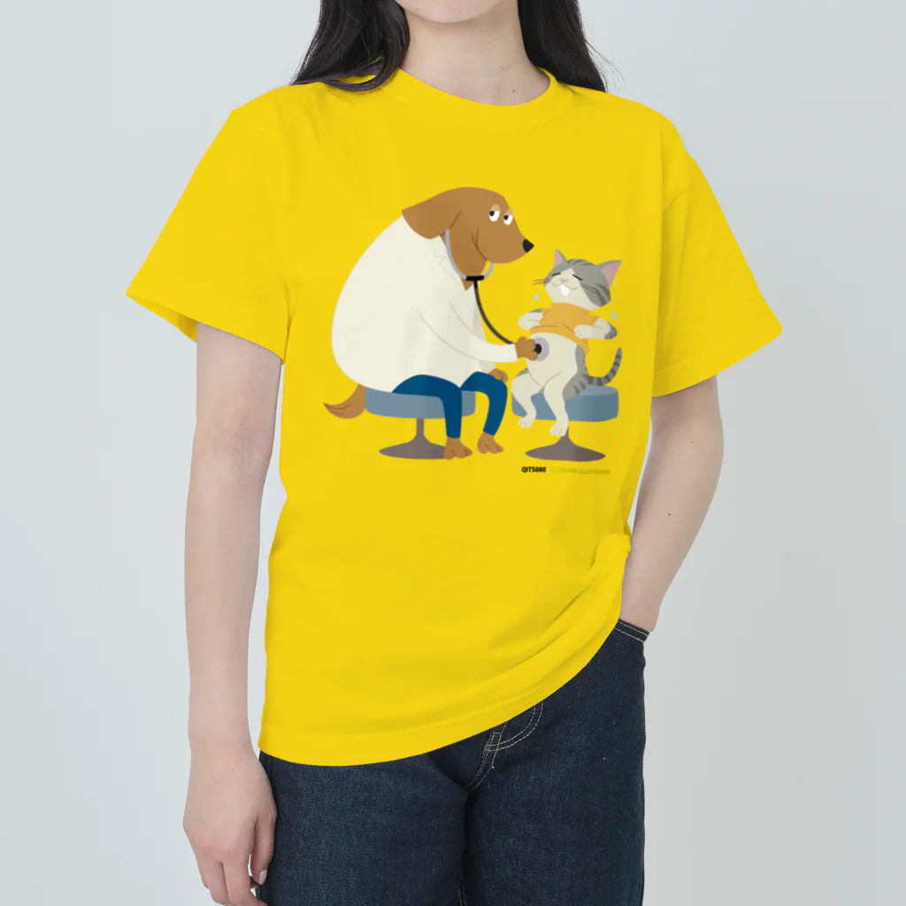 Quatre Illustrationの犬のお医者さん ヘビーウェイトTシャツ