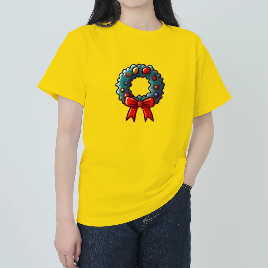 終わらない夢🌈のクリスマスリース🎄✨ ヘビーウェイトTシャツ