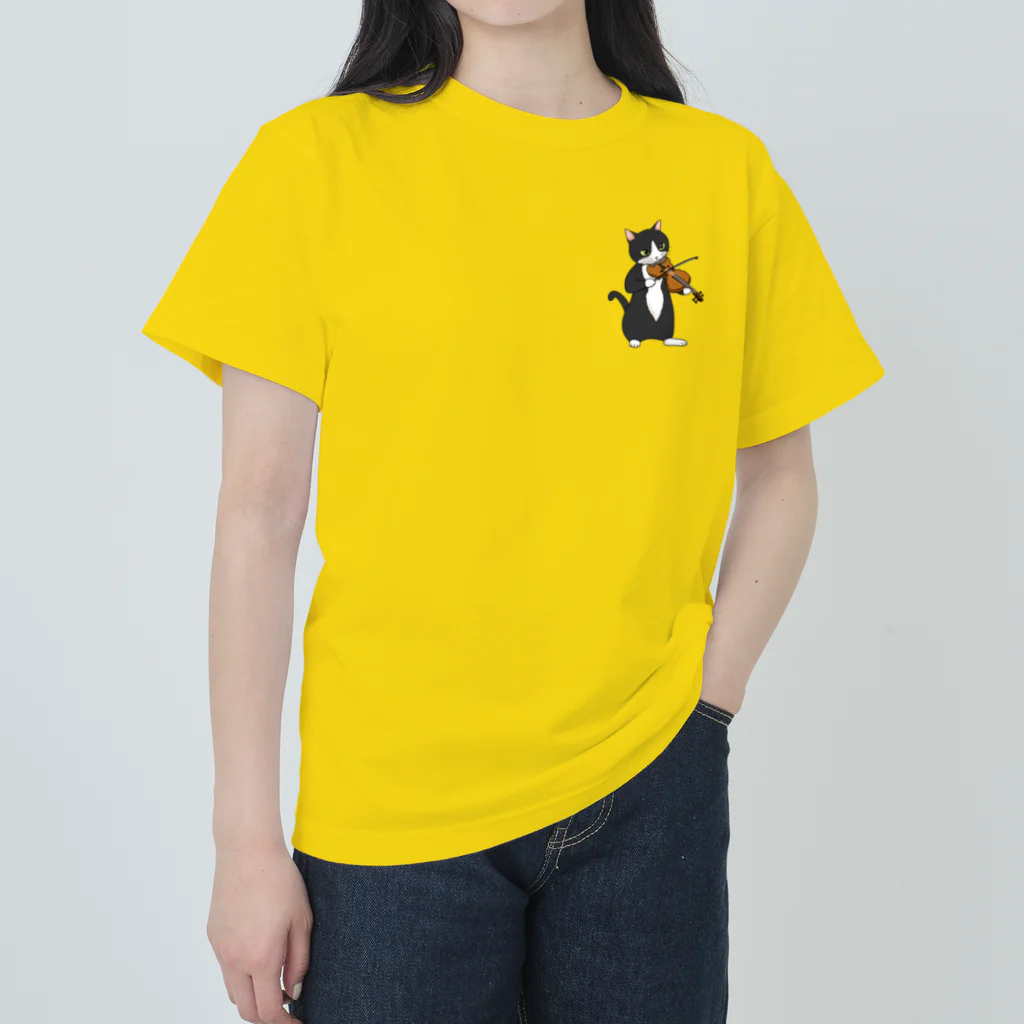 Ａｔｅｌｉｅｒ　Ｈｅｕｒｅｕｘのバイオリンを弾く猫 Heavyweight T-Shirt