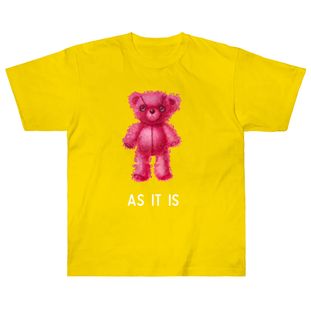 cocoartの雑貨屋さんの【As it is】（桃くま）WHITE ヘビーウェイトTシャツ