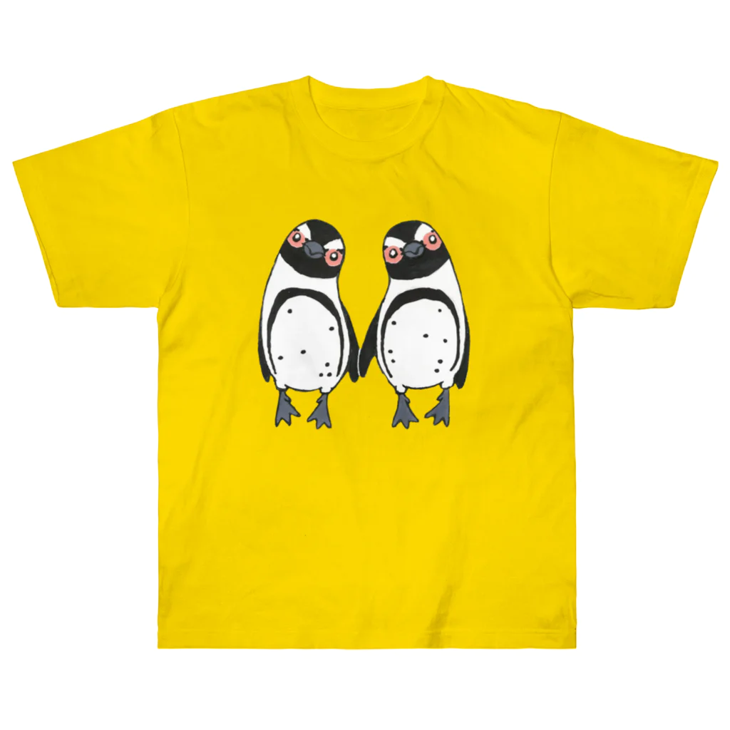 penguininkoの手繋ぎケープペンギンのカップル🐧❤️🐧 ヘビーウェイトTシャツ