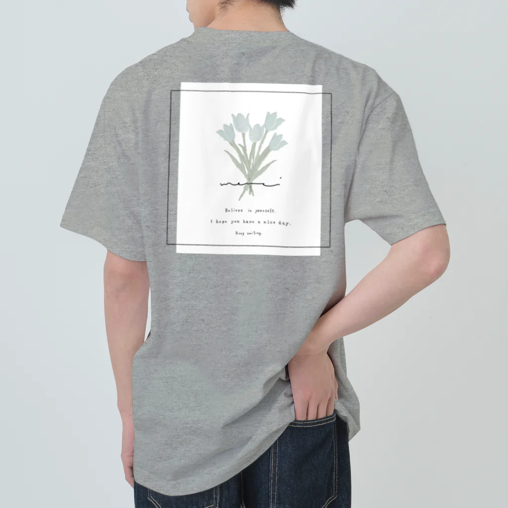 rilybiiの*ミルキーブルーチューリップの花束 ヘビーウェイトTシャツ