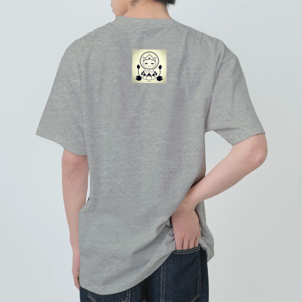 虹色猫工房(クロミツ)の猫観音 ヘビーウェイトTシャツ