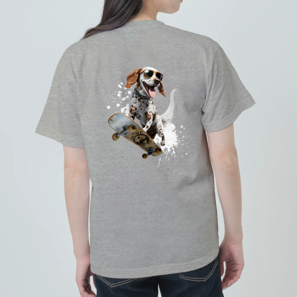 -BRIGHTS-のスケボー犬のおでかけ！skateboarding dog ヘビーウェイトTシャツ