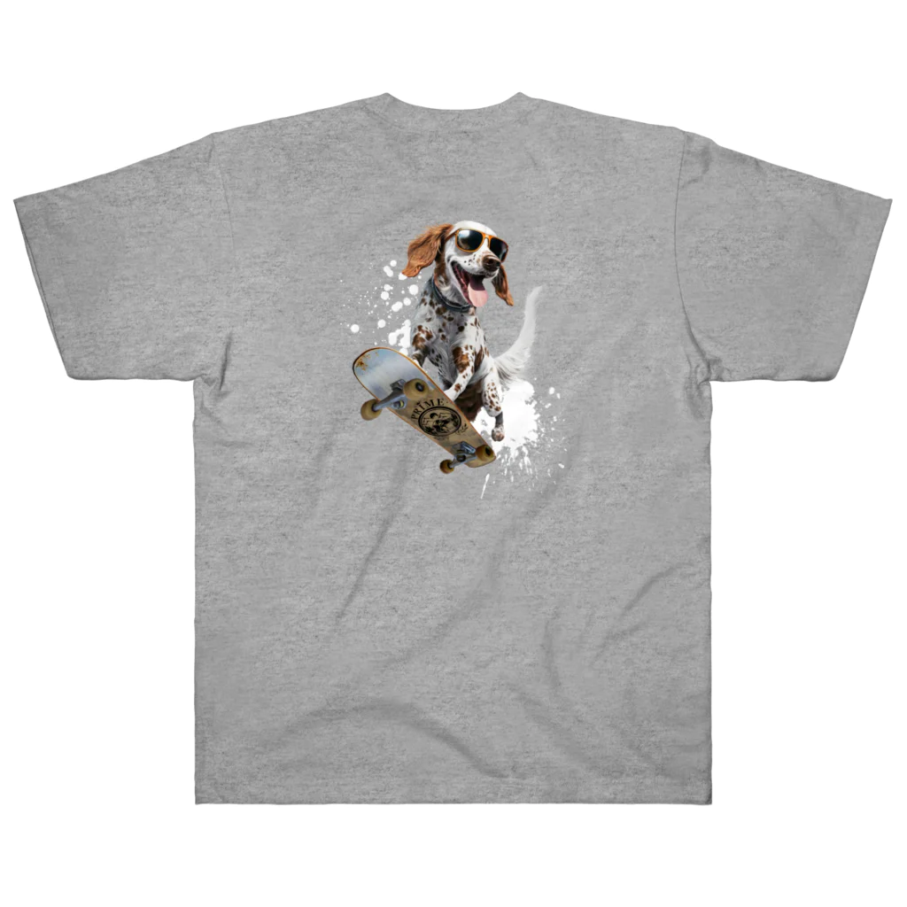 -BRIGHTS-のスケボー犬のおでかけ！skateboarding dog ヘビーウェイトTシャツ