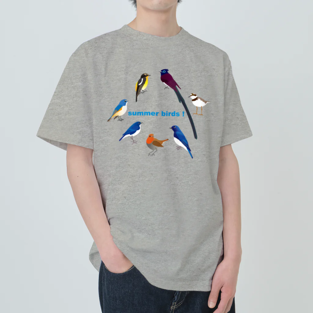 エダマメトイチ雑貨店のsummer birds 1 大 ヘビーウェイトTシャツ