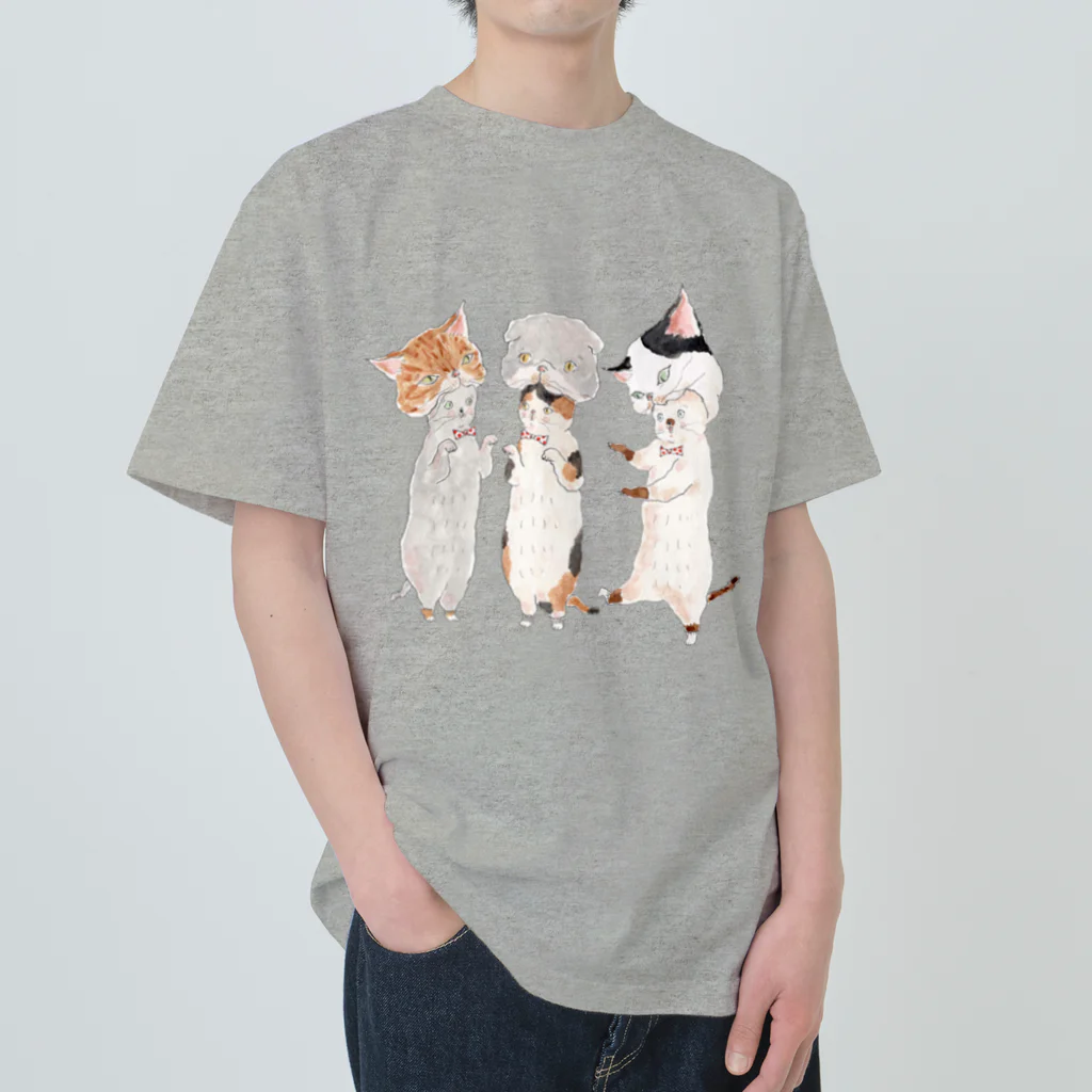 トコロコムギのねこがぶりにゃんこ Heavyweight T-Shirt