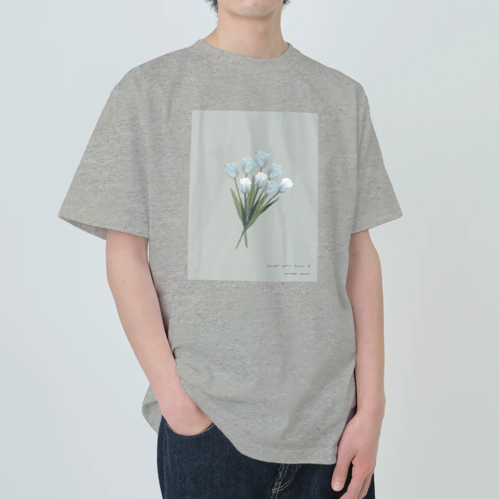 rilybiiの💐 mint green gray × white gray blue . ヘビーウェイトTシャツ