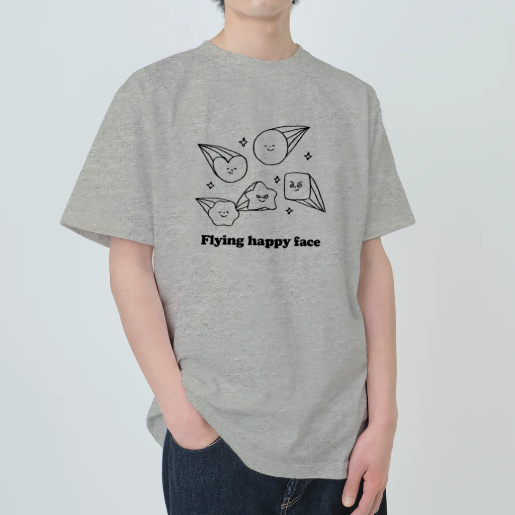 Pokopoko houseのFlying happy face Heavyweight T-Shirt