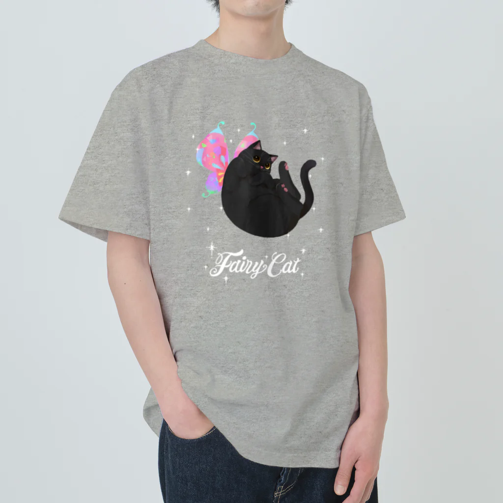 YouStoreの黒猫の妖精 ヘビーウェイトTシャツ