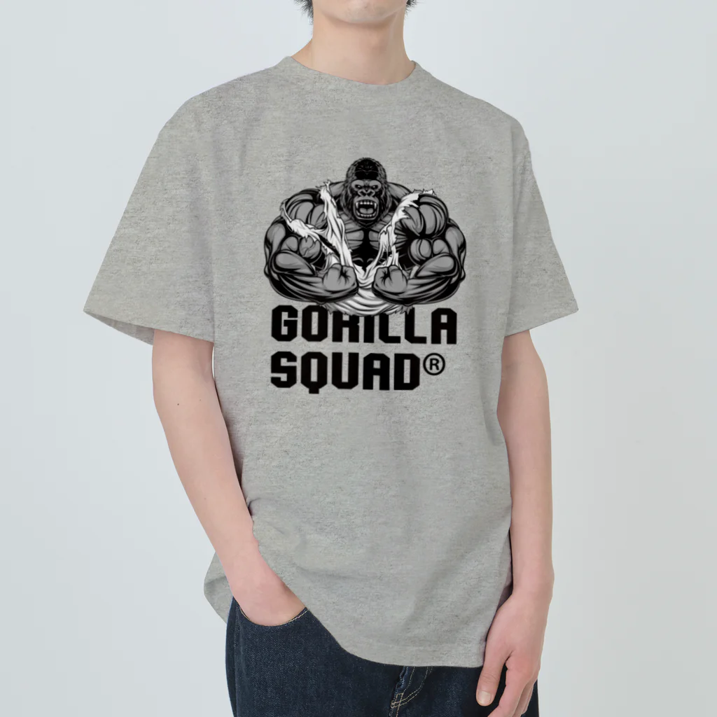 GORILLA SQUAD 公式ノベルティショップのアングリーゴリラビルダー/ロゴ黒 Heavyweight T-Shirt