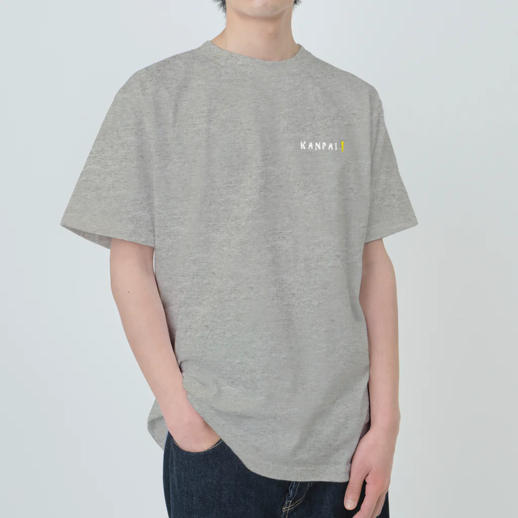 ビールとアート TM-3 Designの【両面プリント・左胸ロゴ入】名画 × BEER（浮世絵男女）白線画 Heavyweight T-Shirt