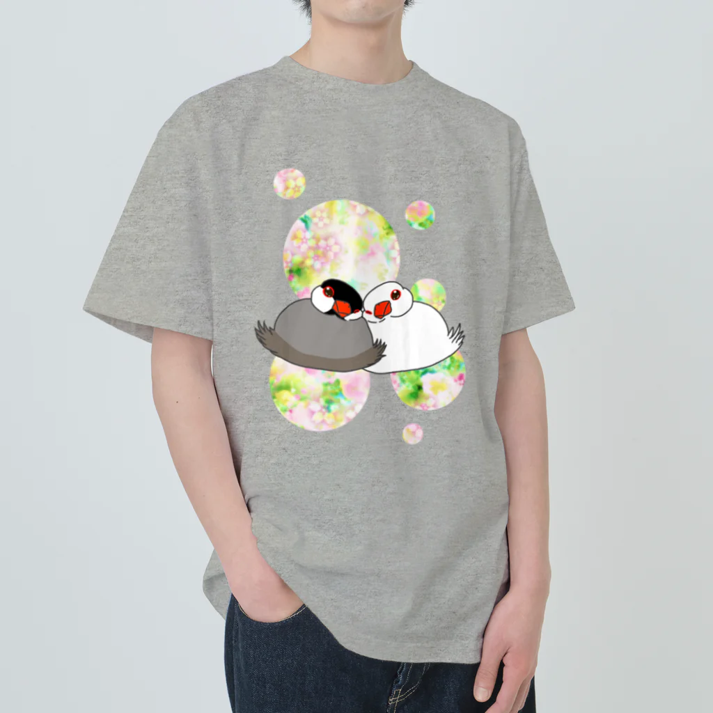 Lily bird（リリーバード）のとろける文鳥ず ヘビーウェイトTシャツ