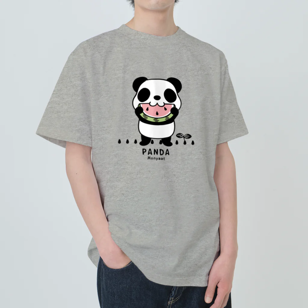 イラスト MONYAAT のスイカを食べるパンダちゃん C Heavyweight T-Shirt