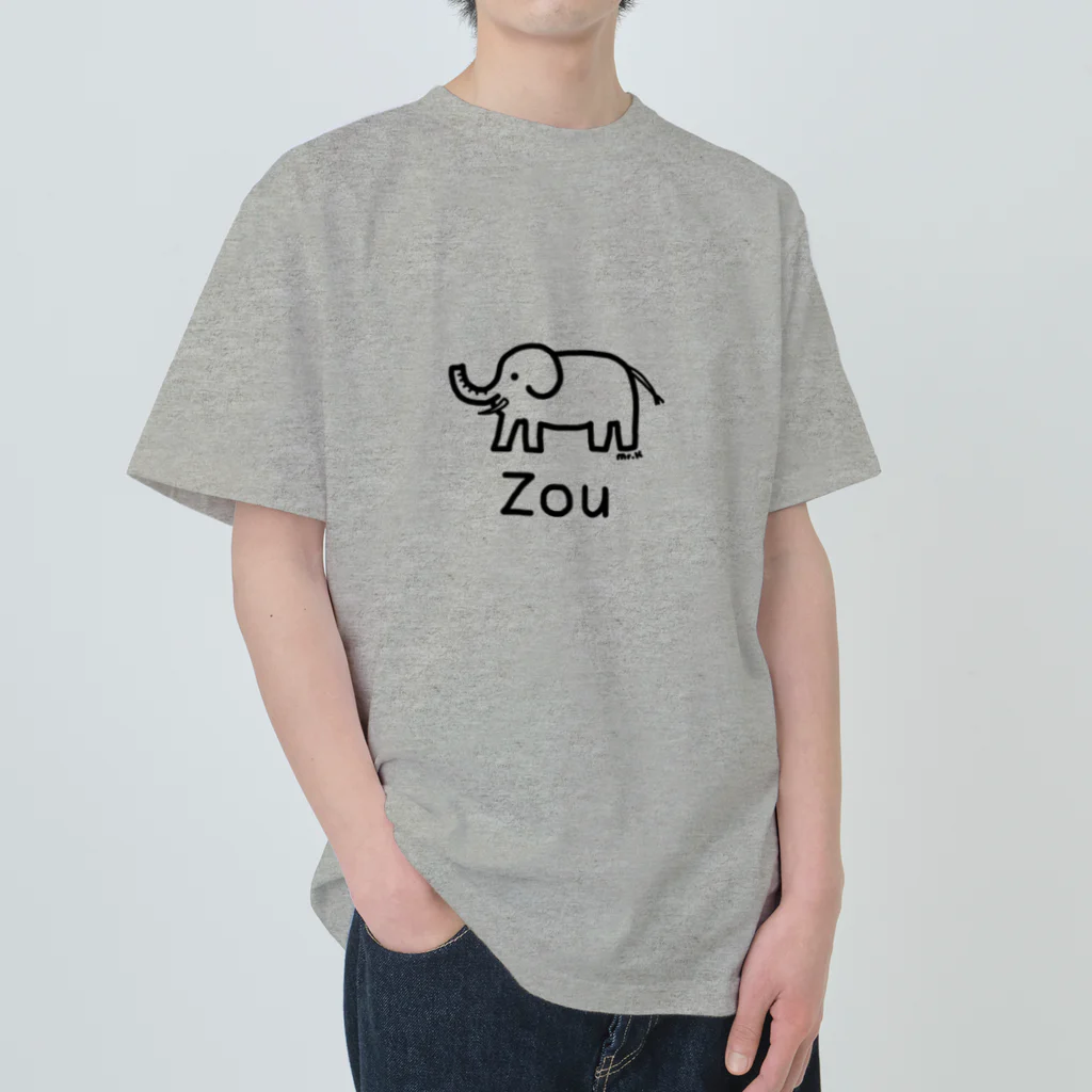 MrKShirtsのZou (ゾウ) 黒デザイン ヘビーウェイトTシャツ