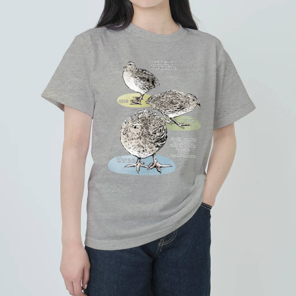 林山キネマの3羽のうずら ヘビーウェイトTシャツ