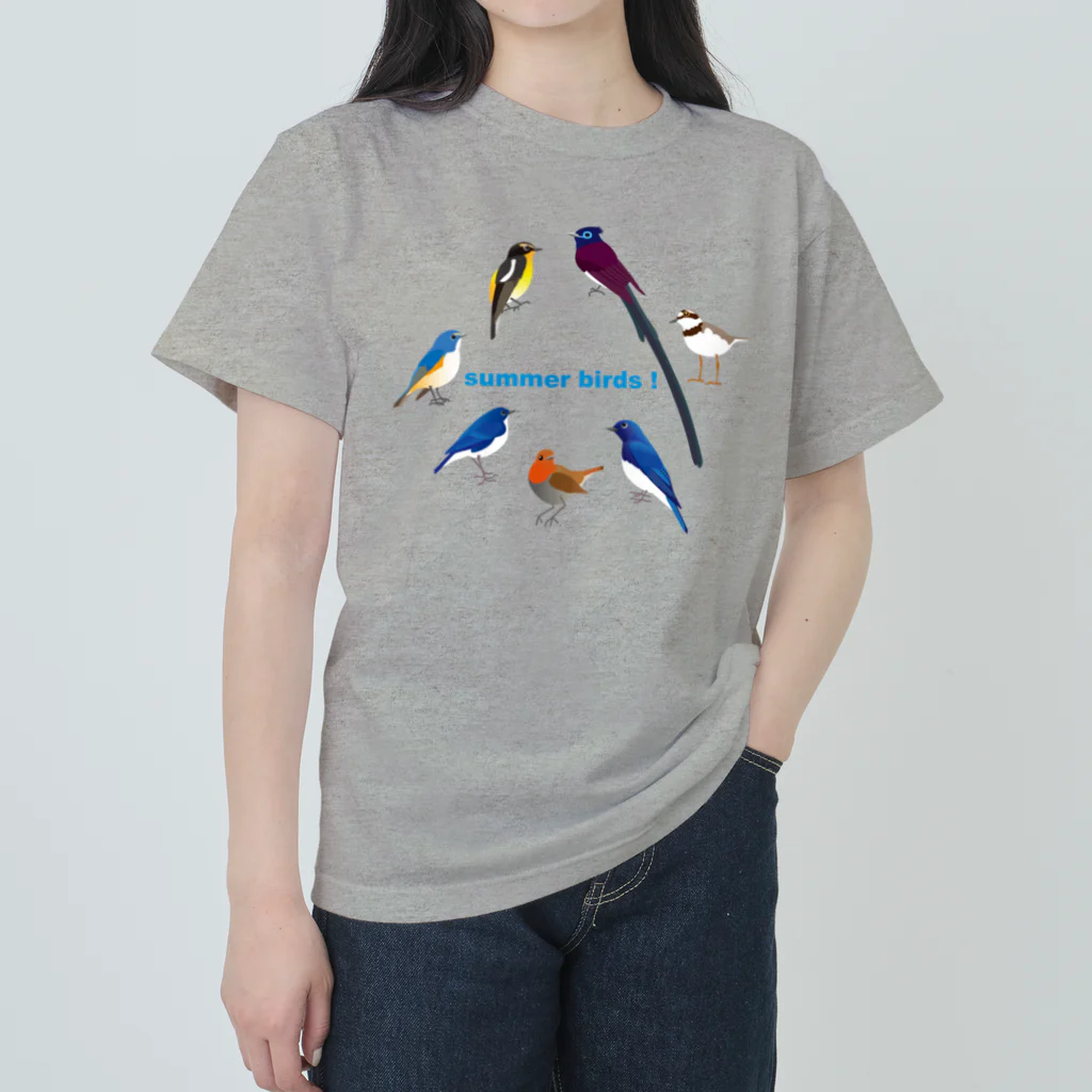 エダマメトイチ雑貨店のsummer birds 1 大 ヘビーウェイトTシャツ