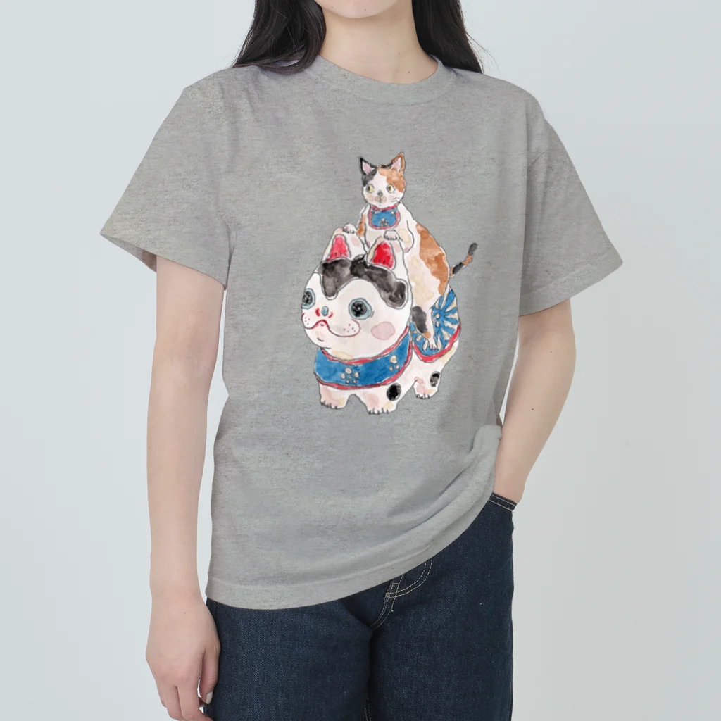 トコロコムギの爆走！犬張子にゃんこ ヘビーウェイトTシャツ