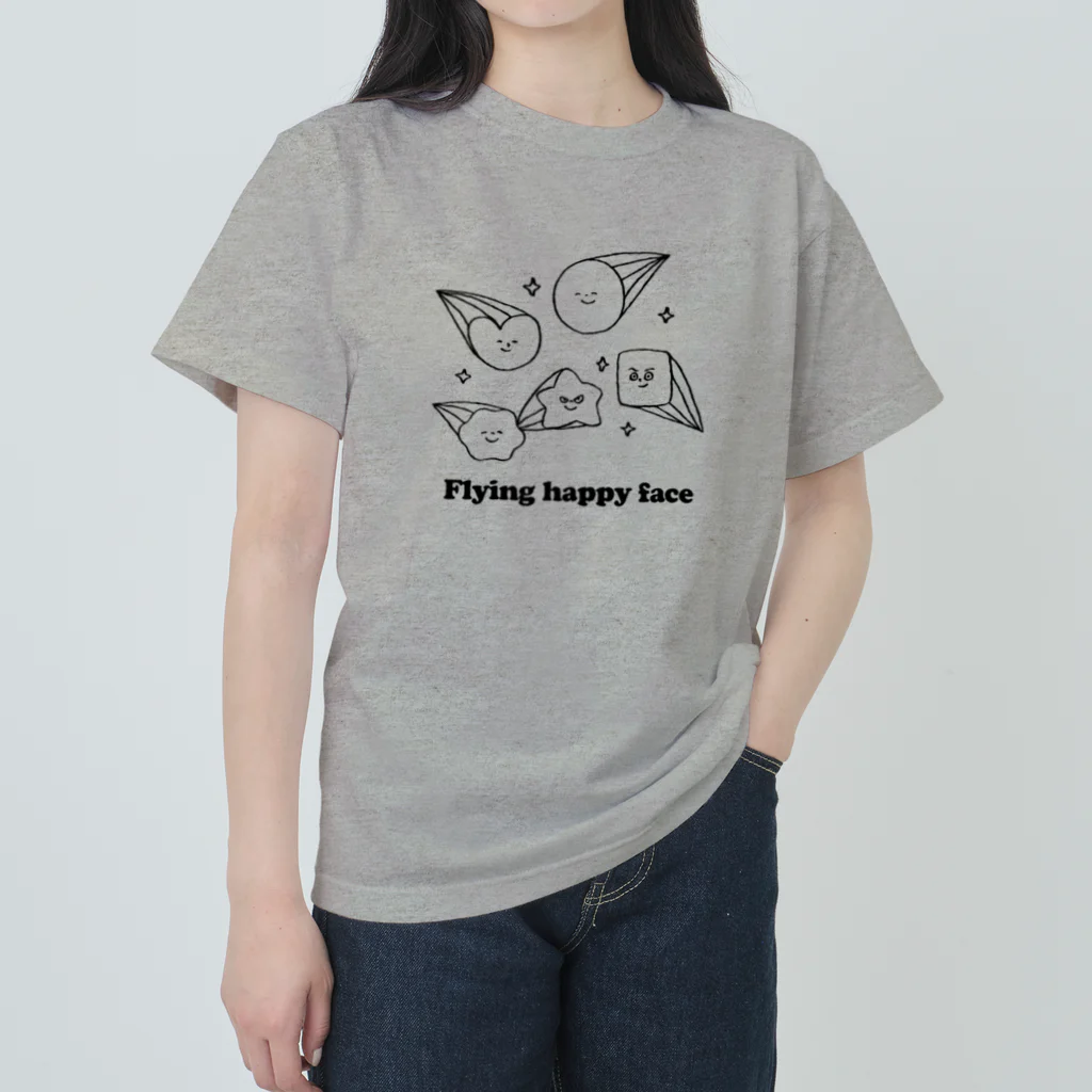 Pokopoko houseのFlying happy face Heavyweight T-Shirt