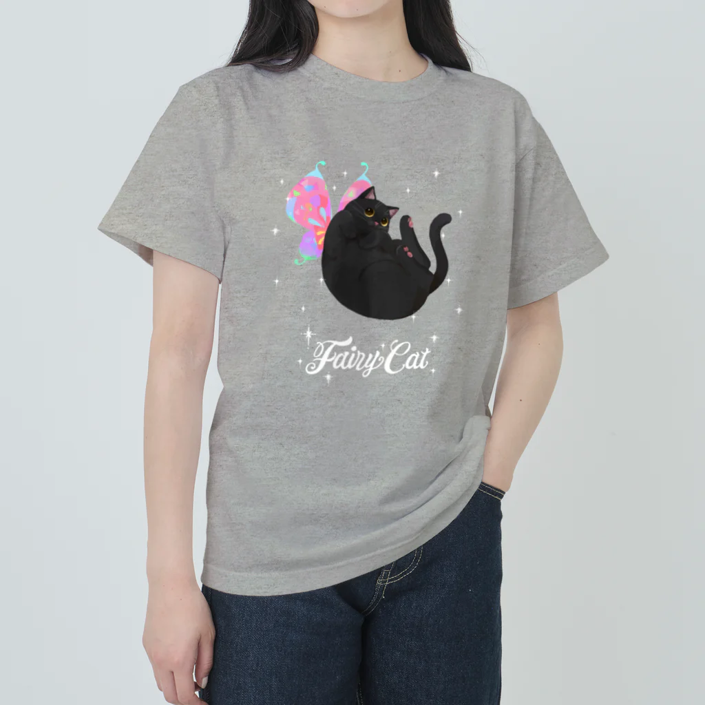 YouStoreの黒猫の妖精 ヘビーウェイトTシャツ