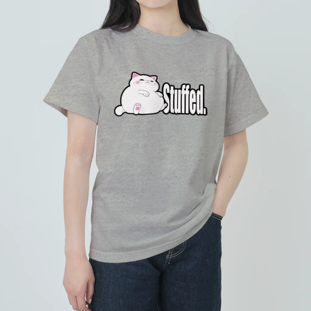 TMJ worksのぐうたら白猫。stuffed. ヘビーウェイトTシャツ