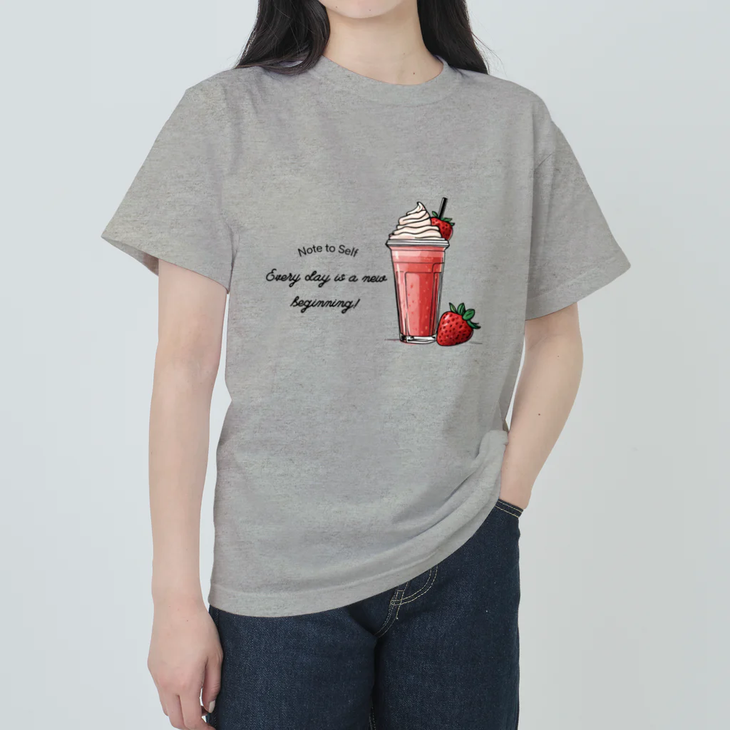 Love and peace to allのストロベリーフラペチーノとメッセージ Heavyweight T-Shirt