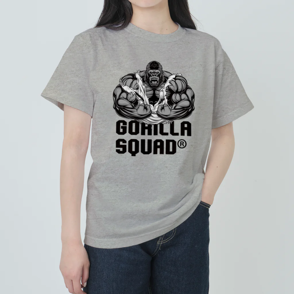 GORILLA SQUAD 公式ノベルティショップのアングリーゴリラビルダー/ロゴ黒 Heavyweight T-Shirt