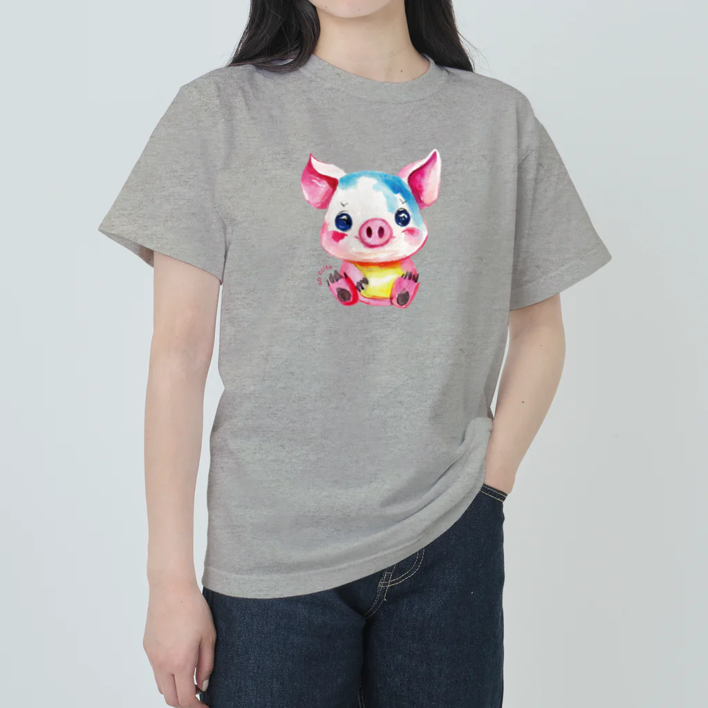 まみおデザインのso cute こぶたちゃん ヘビーウェイトTシャツ